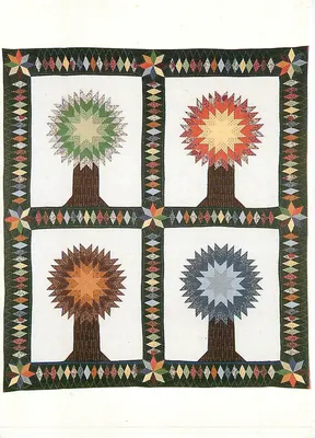 Quilt com quatro árvores — obra de Edith Kahn — Associação Francesa do Patchwork