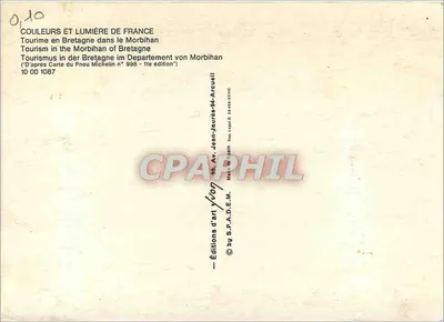 Karta pocztowa turystyczna — Morbihan — Wydawnictwo Jean-Jaurès-94-Arcueil — Rewers