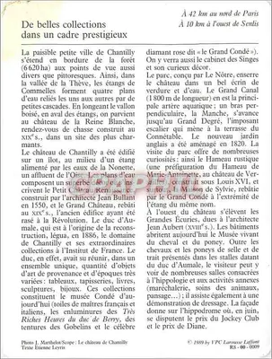 Chantilly — A floresta, o parque, o castelo — VPC Larousse Laffont — Verso