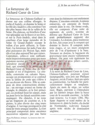 Les Andelys — Castelo de Château-Gaillard — Editora VPC Larousse Laffont, n° R4-03-0083 — Verso