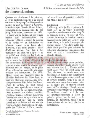 Giverny — I giardini di Claude Monet — VPC Larousse Laffont R2-00-0015 — Verso