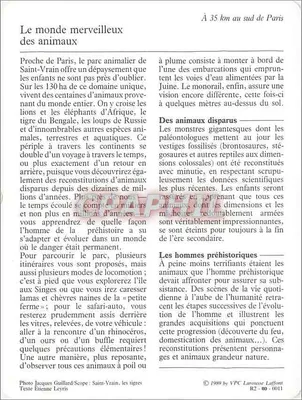 Saint-Vrain — O parque zoológico — VPC Larousse Laffont n°00-0011 — Verso