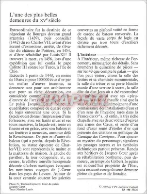 Bourges — O Palácio Jacques Cœur — VPC Larousse Laffont, n° R8-00-026 — Verso