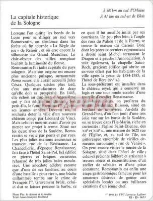 Romorantin-Lanthenay — A cidade e os museus — editor VPC, n° R1-15-0653 — Verso
