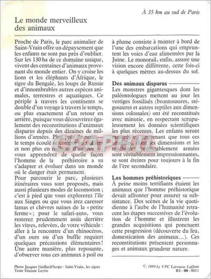 Saint-Vrain — O parque zoológico — 91 Essonne — Verso
