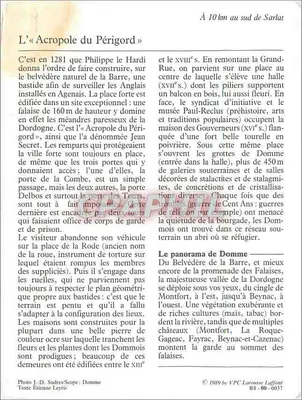 DOMME A bastide — Dordônia, 24 — editor VPC Larousse Laffont, n° R8-00-0037 — Verso