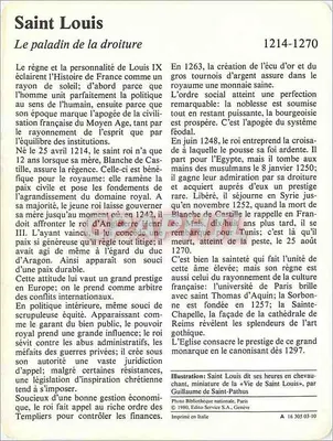Święty Ludwik — 1214-1270 — Édito Service S.A., Genève — Rewers