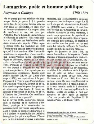 Lamartine, poeta i polityk — 1790-1869 — Édito-Service S.A., Genewa, nr A 16 305 01-13 — Rewers