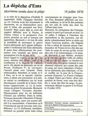 A notícia de Ems — 14 de julho de 1870 — Assuntos Estrangeiros — Verso