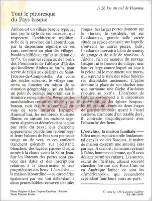 Ainhhoa — Wioska-bastide — VPC Larousse Laffont n° 00-0038 — Rewers