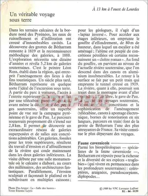 BÉTHARRAM — As grutas — VPC Larousse Laffont n°0130 — Verso