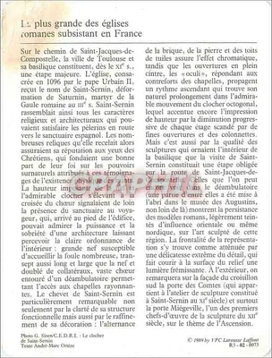Toulouse — A basílica de Saint-Sernin — editor VPC Larousse Laffont, n° R.5-0073 — Verso