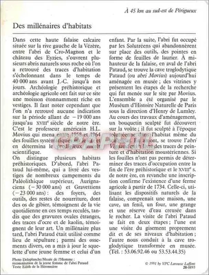 Les Eyzies-de-Tayac-Sireuil — El abrigo Pataud — editor VPC Larousse Laffont, n°20-0893 — Reverso