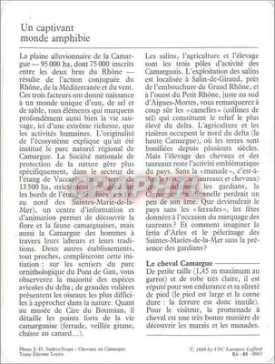 La Camargue — A natureza e o homem no delta do Ródano — 13 Bouches-du-Rhône — Verso