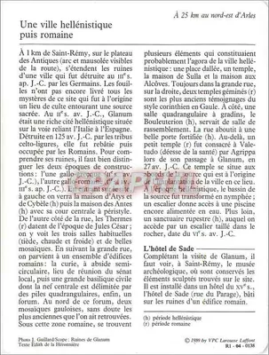Saint-Rémy-de-Provence — As ruínas de Glanum — editor VPC Larousse Laffont, n° R1-04-0138 — Verso