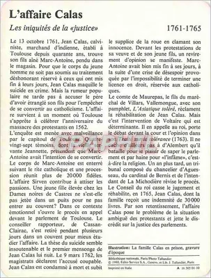 Sprawa Calas — 1761-1765 — Życie polityczne — Rewers