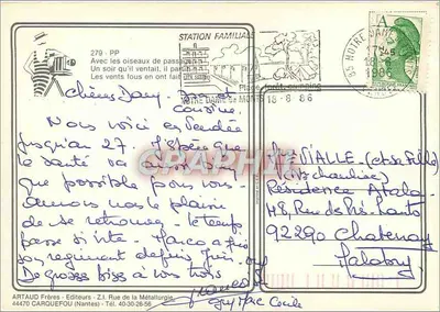 Ptaki przelotne — Stacja Rodzinna — Artaud Frères — Rewers