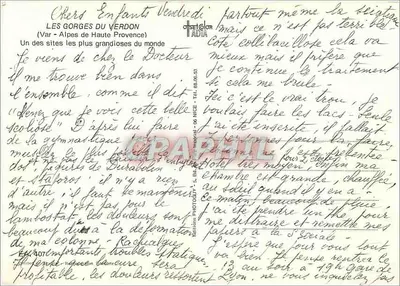 Gorges du Verdon — widok panoramiczny z drogą i rzeką — wydawca ADIA, nr 407 — Rewers