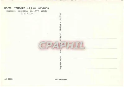 Hotel d'Europe — Salão — Avignon — Verso