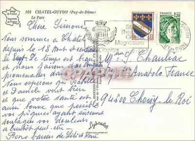 Place du Parc w Châtel-Guyon — Wydawnictwo Éditions du Puy-de-Dôme, nr 105 — Rewers
