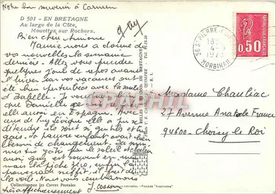 Dwie mewy — Bretagne — Piękne obrazy Quimper, nr 501 — Rewers