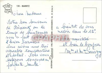 Biarritz — widok panoramiczny — Wydawnictwo Chouand, nr 130 — Rewers