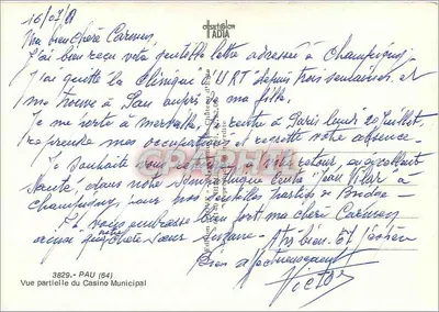 Vista parziale del Casinò Municipale — Pau (64) — Oiseleur Tadia — Verso