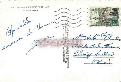 Lembrança do País Basco — Coleção 'Províncias da França' — Edições Van Eyk-Rouleau — Verso