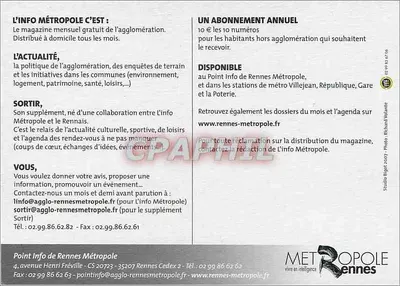 Rennes Métropole — L'info Métropole mensual — editor Rennes Métropole — Verso