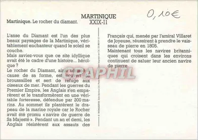 Martinique. Wysokość Diamant — Martinique XXIX-11 — Wydawca: Wydawnictwo Service E.A. Paris — Rewers