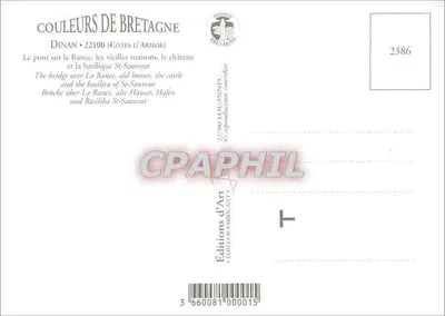Dinan — Cidade de Arte e História — Éditions d'Art Embellant, n° 2386 — Verso