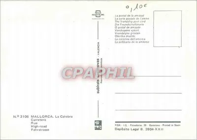 La Calobra — estrada em curvas em um cânion — subirats carretonas, n° 3106 — Verso