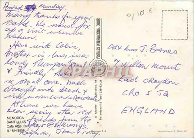 Cala Alcudia — Menorca — editor: Alcalde de Móstoles, n° 236-21 — Verso