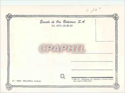 Andraix — Mallorca — Escudo de Oro Baleares, S.A. — Rückseite
