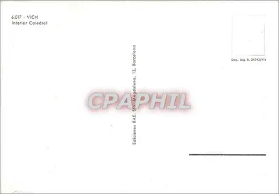 Wnętrze katedry w Vich — wydawca RAE, nr 6.017 — Rewers