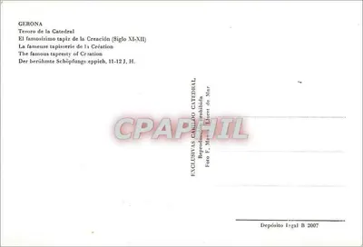 Tapeçaria da Criação — Gérone, Catedral — Editor exclusivo da Catedral — Verso