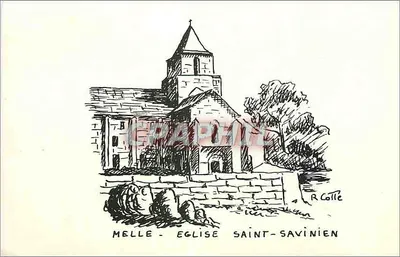 Melle - Igreja de São Savinien — desenho de R. Cotte