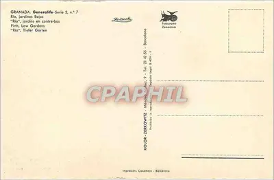 Ogród Bajos w Grenadzie — widok w perspektywie — Folocromo Zemacrom, seria 2 nr 7 — Rewers