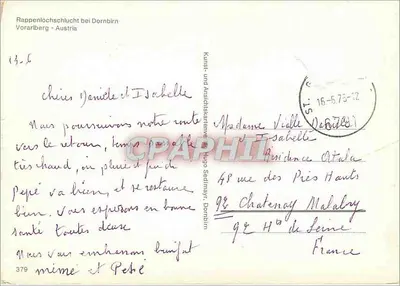 Dornbirn i Rappenloch — krajobrazy i wąwozy — Kunst- und Ansichtskartenverlag Hugo Sedlmayr — Rewers
