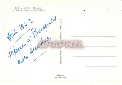 Nevers (Nièvre) — Pałac Ducalny i Teatr — Wydawnictwo C.D., Paryż — Rewers