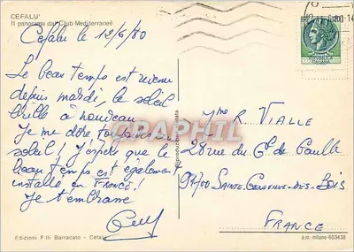 Cefalù — panorama klubu Méditerranée — Éditions F.lli Barracato — Rewers