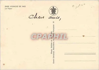 Base Avançada de Hao — O Lar — Erwin Christian, Polinésia Francesa — Verso