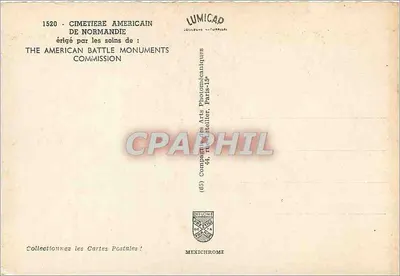 Cemitério americano da Normandia — vista panorâmica — Lumicap, série 1520 — Verso