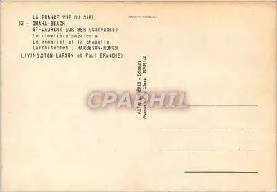 St-Laurent-sur-Mer — Cemitério americano e memorial — Artaud Frères, Nantes — Verso