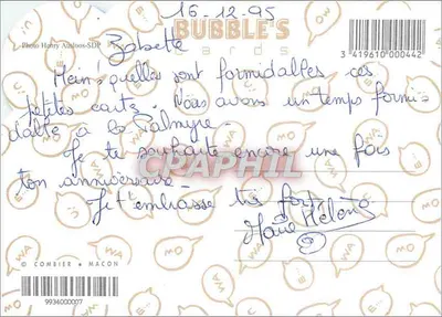 Gato persa — em um cesto com flores secas — Bubble's Cards — Verso