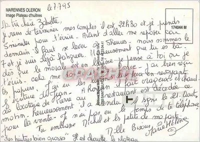 Plateau d'huîtres — Marennes Oléron — Éditions Saint-Sulpice — Verso