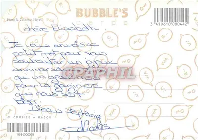 Dois filhotes brancos — brincadeira com a idade — Bubble's Cards — Verso