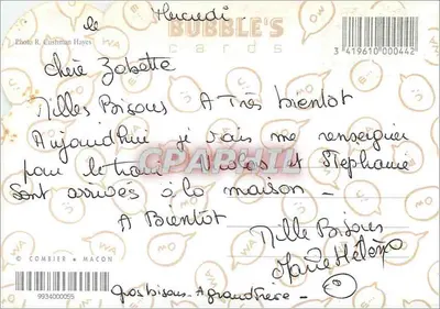 Dois filhotes brancos — texto humorístico — Bubble's Cards — Verso