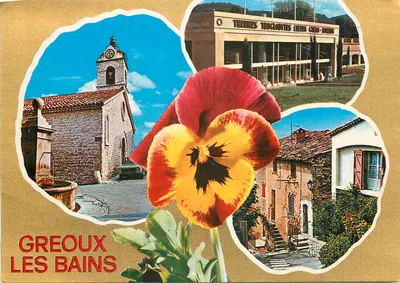 Greoux-les-Bains — vista da capela, do edifício dos Termas Troclouds e do vilarejo — Edições S.E.R.T. n° 235/86