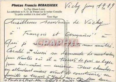 Vichy — vista nocturna de la catedral y del Rocher de Corneille — F. Debaisieux — Reverso